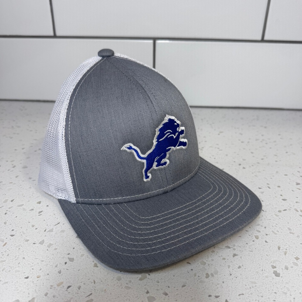 Pacific Headwear 104S Detroit Lions‎ Trucker Hat Grey White Snapback Cap